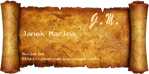 Janek Marina névjegykártya